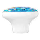 Ocean Blue Gold Metallic Wavy Abstract Keramische Knop (Zijkant)