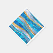 Ocean Blue Gold Metallic Wavy Abstract Servet (Hoek)