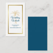 Ocean Blue Gold Palm Tree Beach Wedding Website Informatiekaartje (Voorkant / Achterkant)