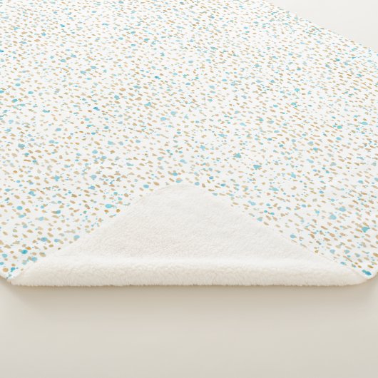 Ocean Blue Gold Sand-Stippen Sherpa Deken (3/4)