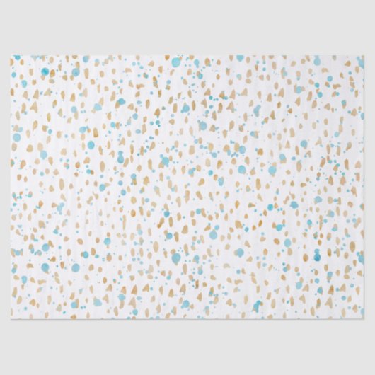 Ocean Blue Gold Sand-Stippen Tissuepapier (Voorkant)