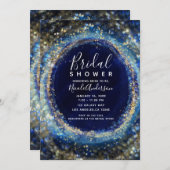 Ocean Blue & Gold Sparking Lights Vrijgezellenfees Kaart (Voorkant / Achterkant)