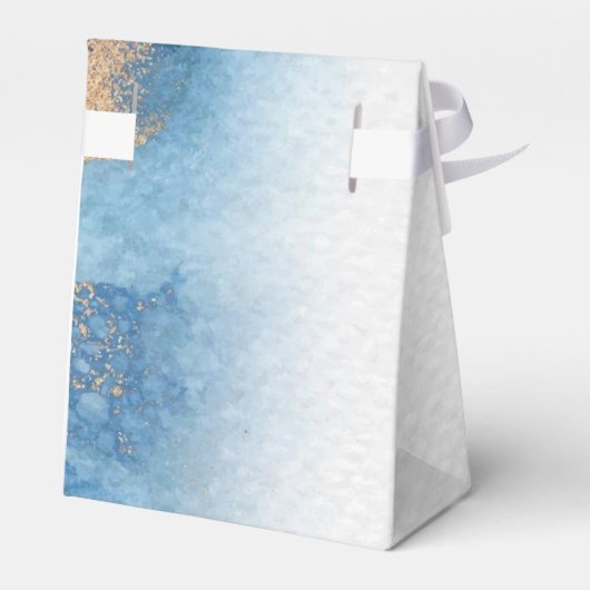 Ocean Blue Gold Waterverf Welkom bruiloft Bedankdoosjes (Achterkant)