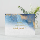 Ocean Blue Golden, jij wordt mijn bruidsmeisje Kaart (Staand voorkant)