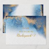 Ocean Blue Golden, jij wordt mijn bruidsmeisje Kaart (Voorkant / Achterkant)