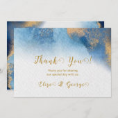 Ocean Blue Golden Waterverf bedankkaarten Kaart (Voorkant / Achterkant)