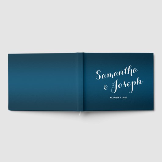 Ocean Blue Gradient Wedding Gastenboek (Volledig)