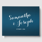 Ocean Blue Gradient Wedding Gastenboek (Voorkant)