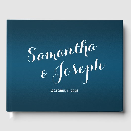 Ocean Blue Gradient Wedding Gastenboek (Voorkant)
