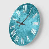 Ocean Blue Gray Silver Metallic Glass Grote Klok (Hoek)