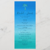 Ocean Blue Green Beach Tropical Palm Tree Wedding Programmakaart (Voorkant)