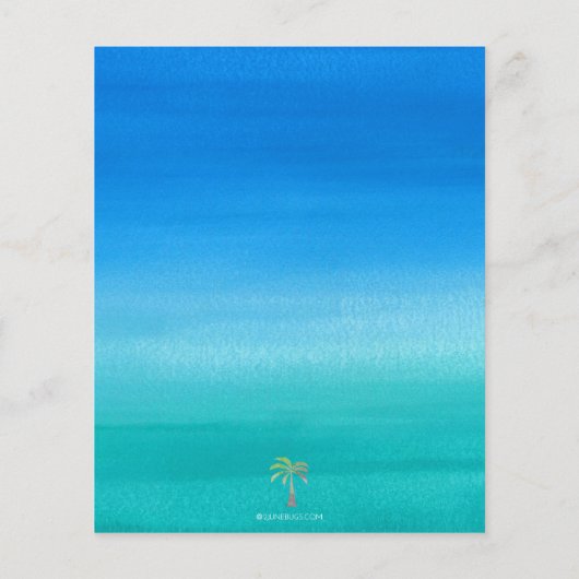 Ocean Blue Green Beach Wedding Invitation (Achterkant)