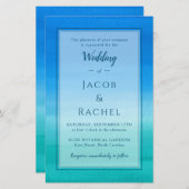 Ocean Blue Green Beach Wedding Invitation (Voorkant / Achterkant)