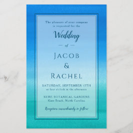 Ocean Blue Green Beach Wedding Invitation