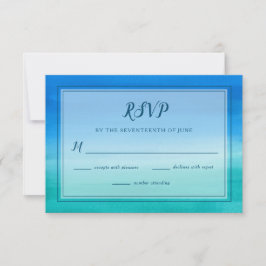 Ocean Blue Green Beach Wedding RSVP Card Kaart