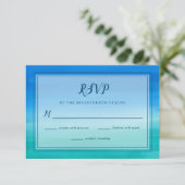 Ocean Blue Green Beach Wedding RSVP Card Kaart (Staand voorkant)
