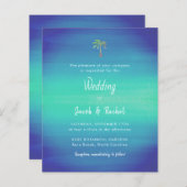 Ocean Blue Green Tropical Palm Wedding Uitnodiging (Voorkant / Achterkant)
