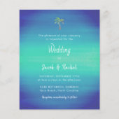 Ocean Blue Green Tropical Palm Wedding Uitnodiging (Voorkant)