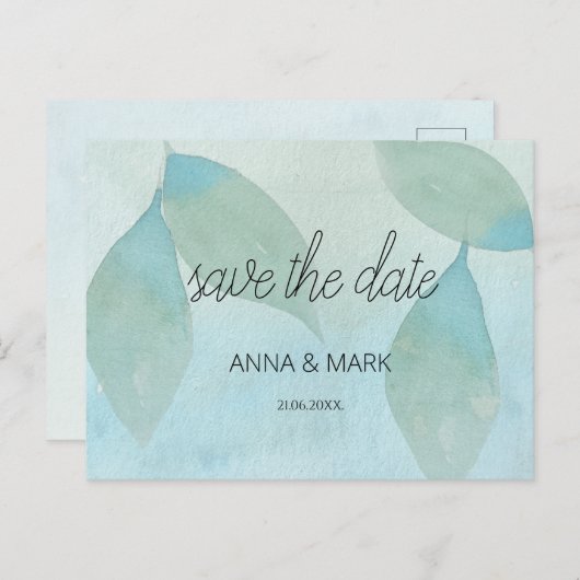 Ocean Blue Green Waterverf Transparent Original Feestdagenkaart (Voorkant / Achterkant)