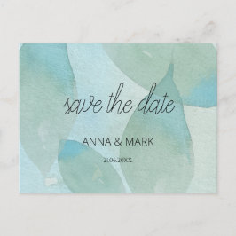 Ocean Blue Green Waterverf Transparent Original Feestdagenkaart