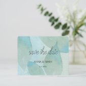 Ocean Blue Green Waterverf Transparent Original Feestdagenkaart (Staand voorkant)