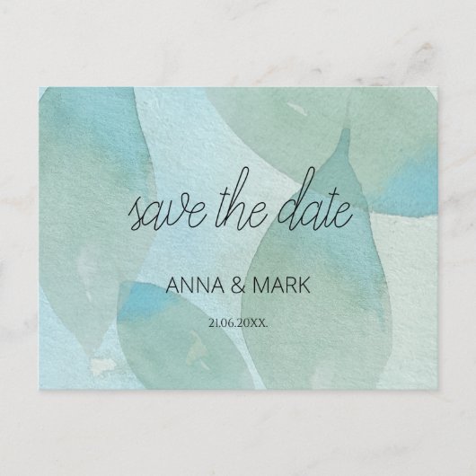 Ocean Blue Green Waterverf Transparent Original Feestdagenkaart (Voorkant)