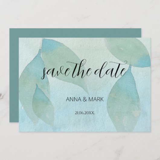 Ocean Blue Green Waterverf Transparent Original Kaart (Voorkant / Achterkant)