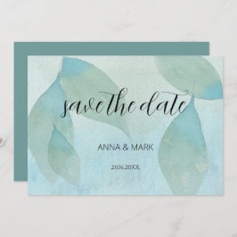 Ocean Blue Green Waterverf Transparent Original Kaart