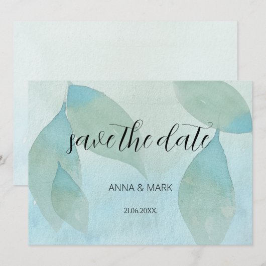 Ocean Blue Green Waterverf Transparent Original Kaart (Voorkant / Achterkant)