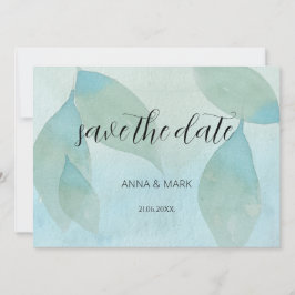 Ocean Blue Green Waterverf Transparent Original Kaart