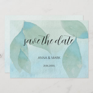 Ocean Blue Green Waterverf Transparent Original Kaart