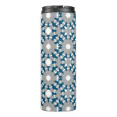 Ocean Blue Grey Wit Verbonden Cirkelenpatroon Thermosbeker (Achterkant)