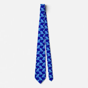 Ocean Blue Honu Turtles Hibiscus Flowers Stropdas