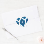Ocean Blue Ikat Modern Ethnic Geometric Print Hart Sticker (Envelop)