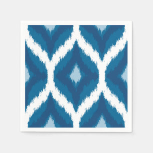 Ocean Blue Ikat Modern Ethnic Geometric Print Servet