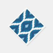 Ocean Blue Ikat Modern Ethnic Geometric Print Servet (Hoek)