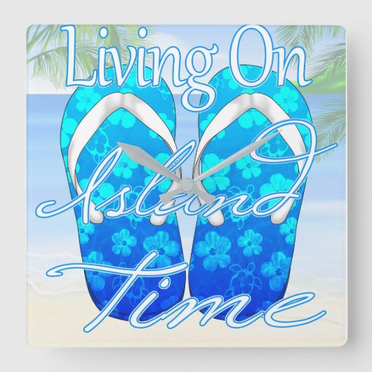 Ocean Blue Island Time Vierkante Klok (Voorkant)