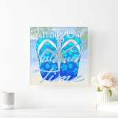 Ocean Blue Island Time Vierkante Klok (Huis)