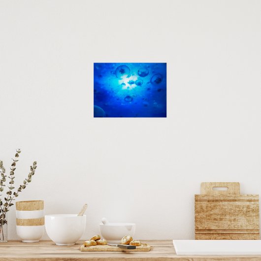 Ocean Blue Jellyfish Foto Poster (Keuken)