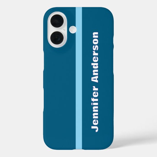 Ocean Blue Kleur Gepersonaliseerde Naam Case-Mate iPhone Case (Achterkant)