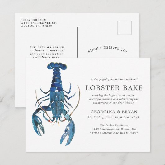 Ocean Blue Kreeft Bak Briefkaart (Voorkant / Achterkant)