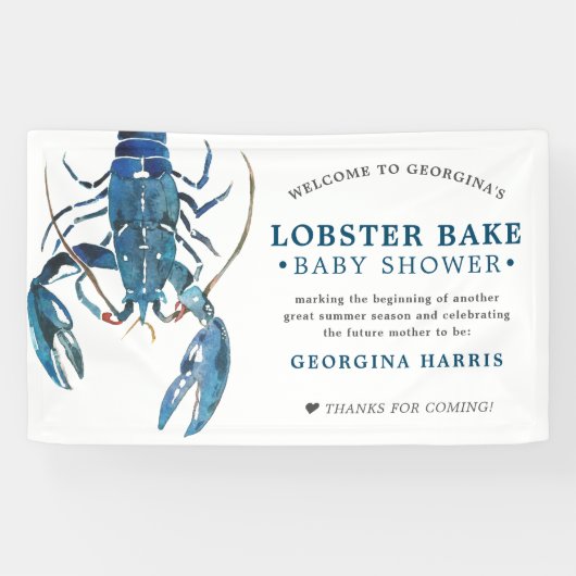 Ocean Blue Lobster Bake | Baby shower Spandoek (Horizontaal)