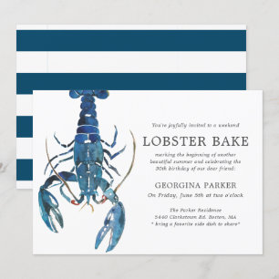 Ocean Blue Lobster Bake Birthday   Gestreept Kaart