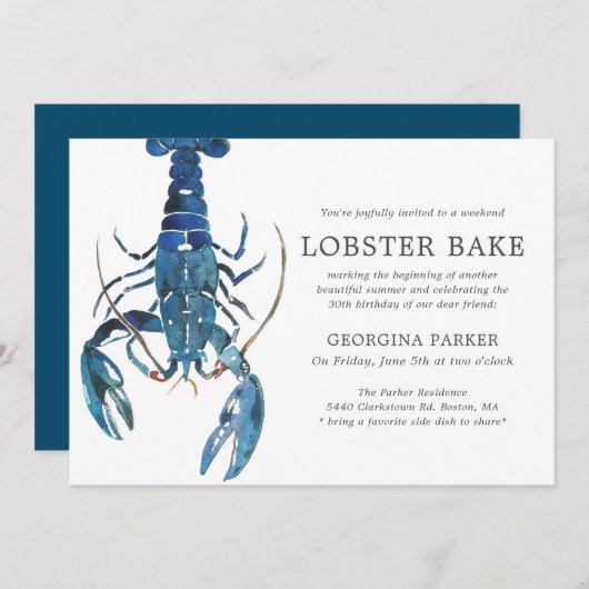 Ocean Blue Lobster Bake Birthday Kaart (Voorkant / Achterkant)