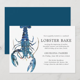 Ocean Blue Lobster Bake Birthday Kaart