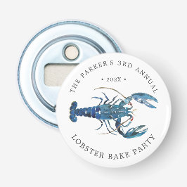 Ocean Blue Lobster Bake Custom Button Flesopener