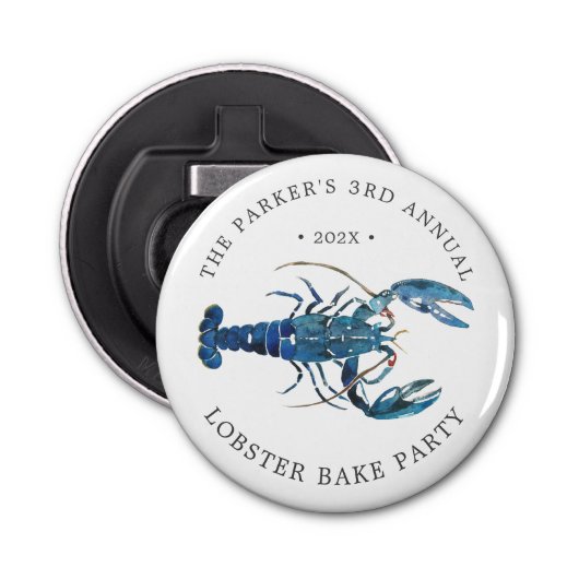 Ocean Blue Lobster Bake Custom Button Flesopener (Voorkant)