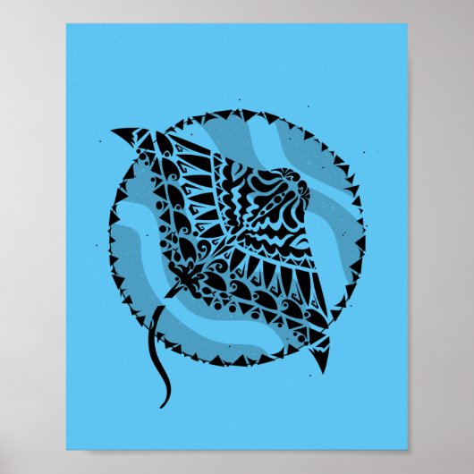 Ocean Blue Manta Ray Poster (Voorkant)