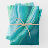 Ocean Blue Marble Fluid Art Birthday Inpakpapier Vel (In situ)