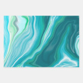 Ocean Blue Marble Fluid Art Birthday Inpakpapier Vel (Voorkant)